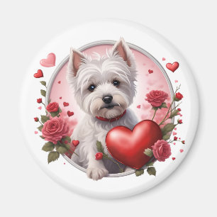 Aimant Saint Valentin Westie avec coeur