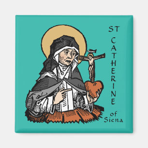 Aimant Sainte Catherine de Sienne avec Coeur Crucifix