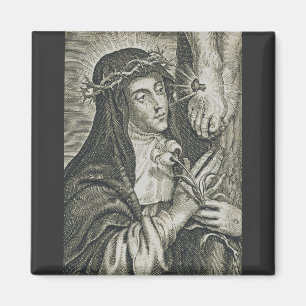 Aimant Sainte Catherine de Sienne Crucifixion Art Noir Fo
