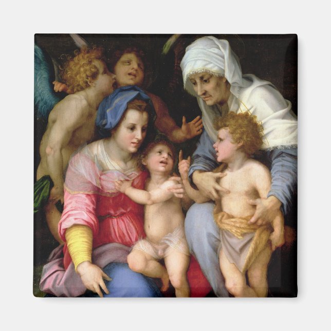 Aimant Sainte Famille avec Anges, c.1515-16 (huile sur pa (Devant)