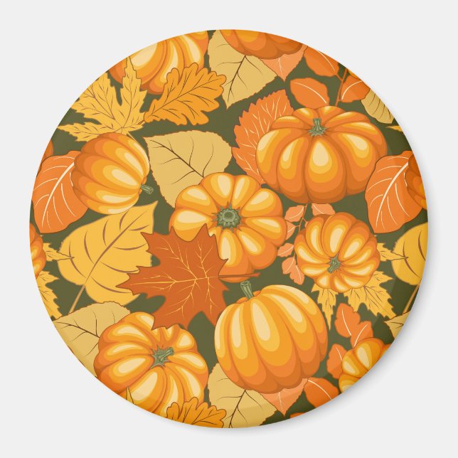 Aimant Saison d'automne Halloween Citrouille Motif (Devant)