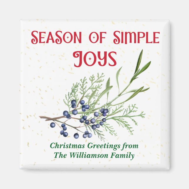 Aimant Saison de Joies Simples Bleu Juniper Noël (Devant)