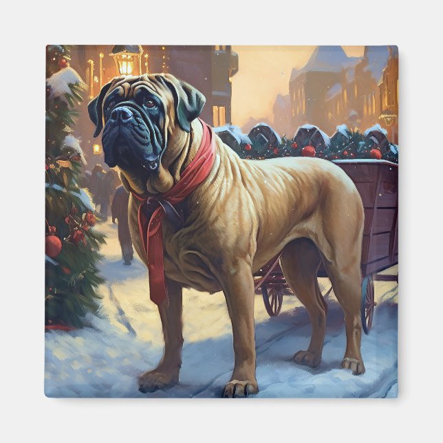 Aimant Saison de Noël de Bullmastiff (Devant)