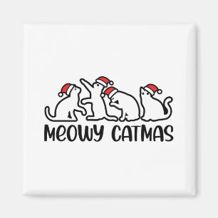 Aimant Saison de Noël de Meowy Catmas Funny Père Noël Cat