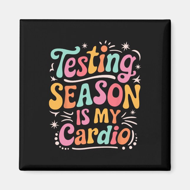 Aimant Saison de tests funky est mon jour de test cardio  (Devant)