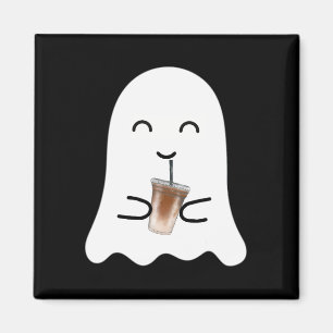 Aimant Saison éffrayante Cute Little Ghost Ice Coffee Hal