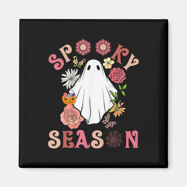 Aimant Saison Éffrayante super mignonne Ghost Holding Cit (Devant)