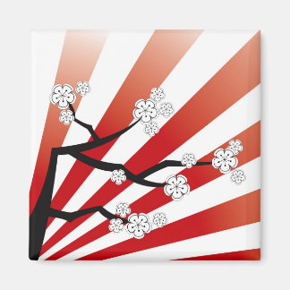 Aimant Sakura Sunrise Blanc Cerise Fleurs Fleurs Zen