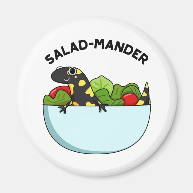 Aimant Salad-mander Funny Salamander Animal Pun (Devant)