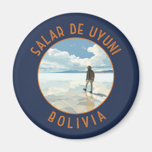 Aimant Salar de Uyuni Bolivie Cercle retro en détresse