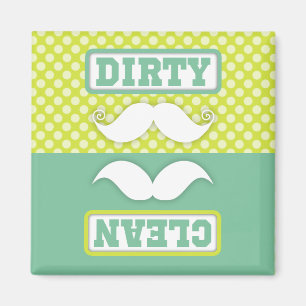 Aimant Sale propre de polka de point de moustache verte