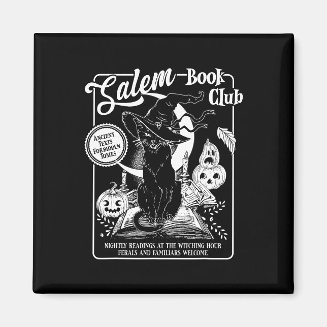 Aimant Salem Witch Bookish Retro Halloween Blac (Devant)
