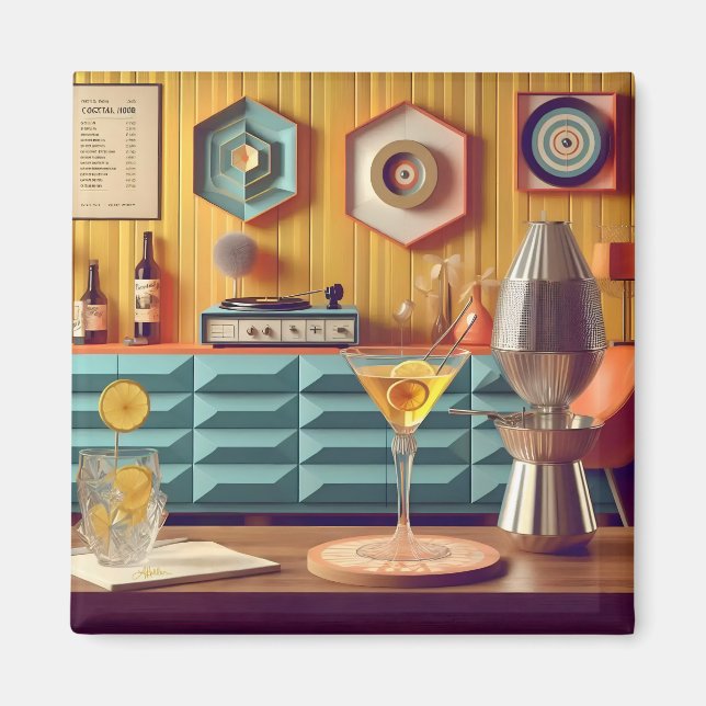 Aimant Salle de fête Rétro Futuriste Atomique du Milieu d (Devant)