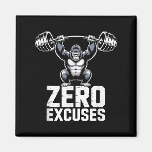 Aimant Salle de sport Gorilla Zero Excuses Workout motiva