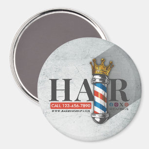 Aimant Salon de coiffure Barber Hair Shop King Crown Mât