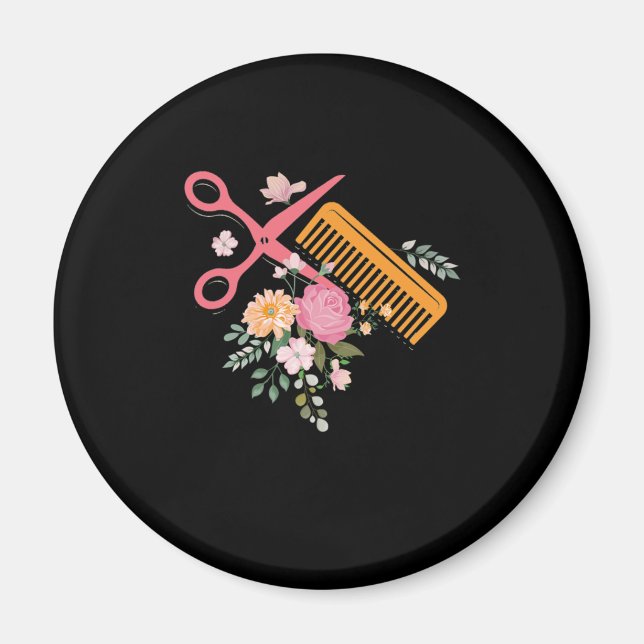 Aimant Salon des cheveux Coiffeur ciseaux Coiffeur Stylo  (Devant)