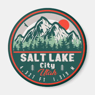 Aimant Salt Lake City Utah Retro Sunset Souvenirs 60s