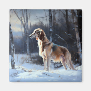 Aimant Saluki Laisser neiger Noël