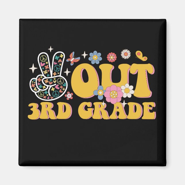 Aimant Salut 3e année, dernier jour d'école groovy (Devant)