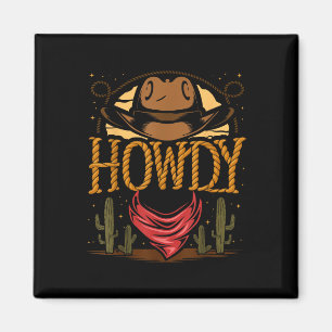 Aimant Salut Cowboy Graphique Vintage Cactus Western Camp
