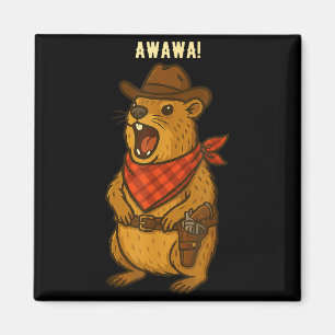 Aimant Salut Cowboy Rock Hyrax Awawa Western Drôle _2