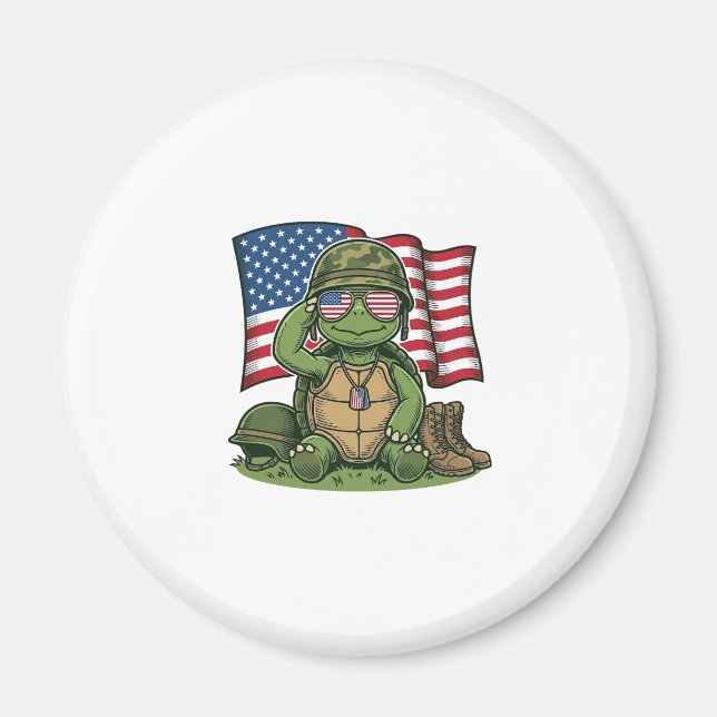 Aimant Salut de tortue patriotique Vector Design_1 (Devant)