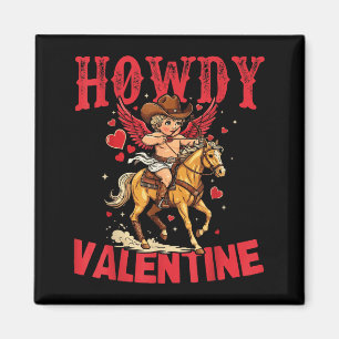 Aimant Salut Saint-Valentin Rétro Cœur Chapeau de Cowboy 