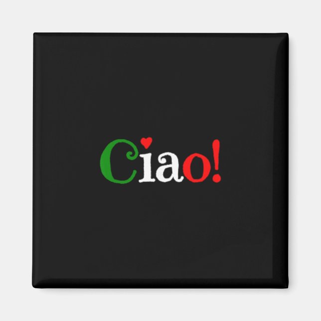 Aimant Salut ! Salutation aux couleurs du drapeau italien (Devant)