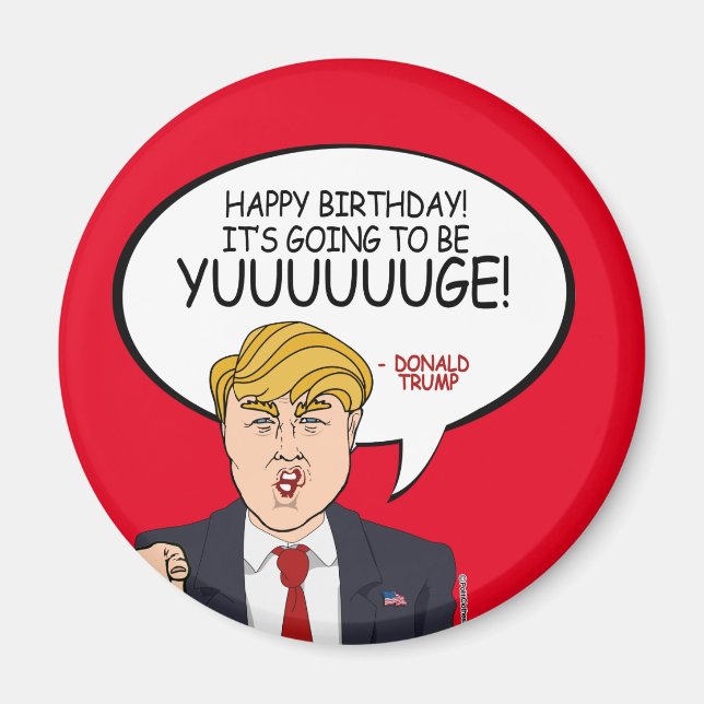 Aimant Salutation de Donald Trump - Joyeux anniversaire - (Devant)