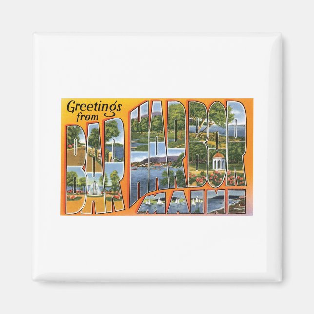 Aimant Salutations de Bar Harbour, Maine (Devant)