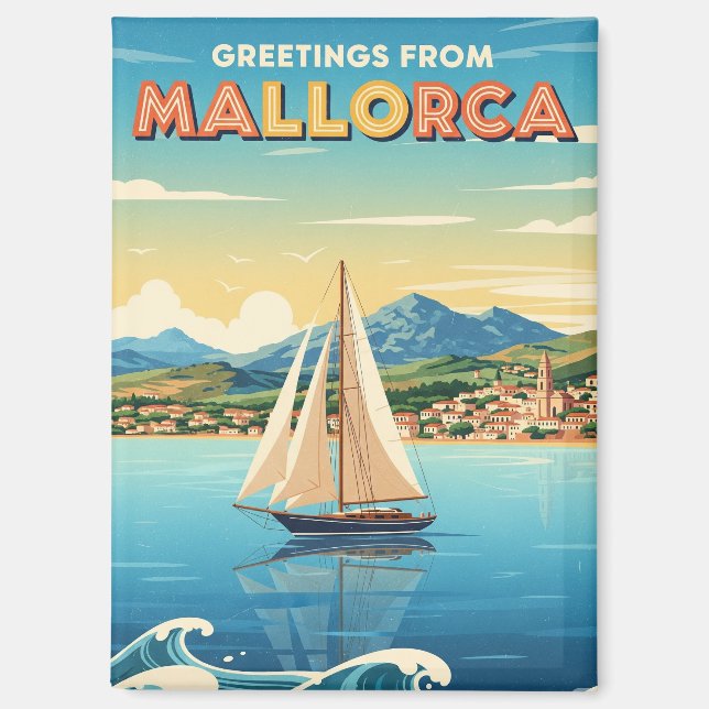 Aimant Salutations de Majorque Voyage en Espagne (Recto)