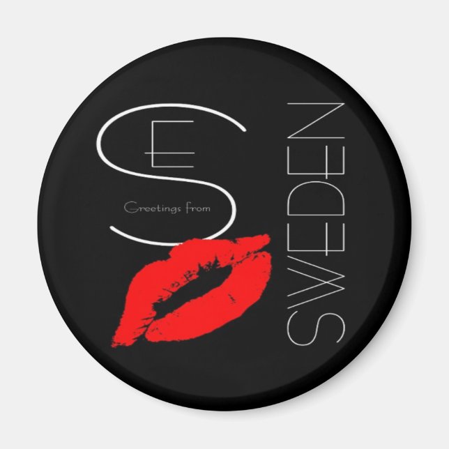Aimant Salutations de Suède Rouge Lipstick Love Kiss Blac (Devant)
