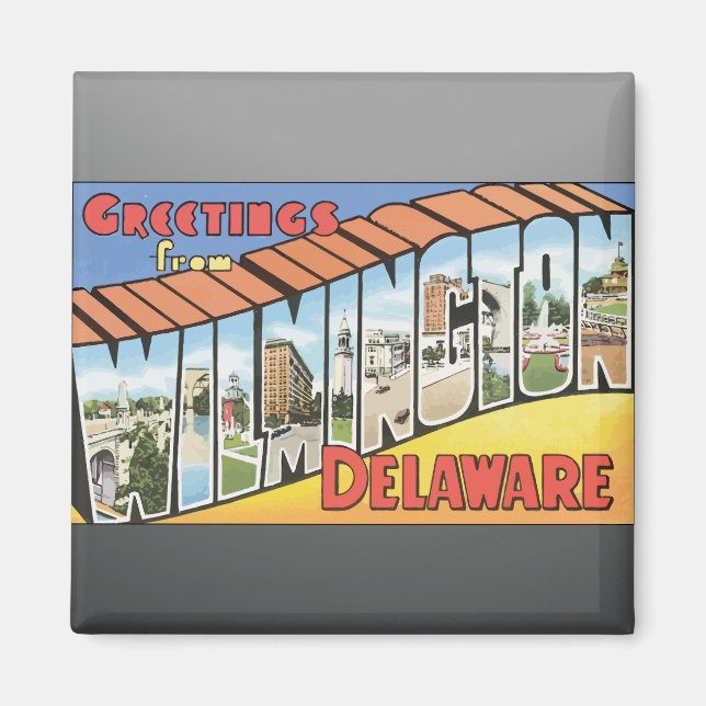 Aimant Salutations De Wilmington Delaware, Vintage (Devant)