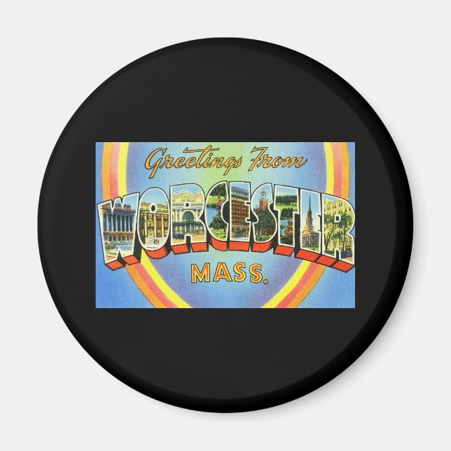 Aimant Salutations de Worcester Massachusetts (Devant)