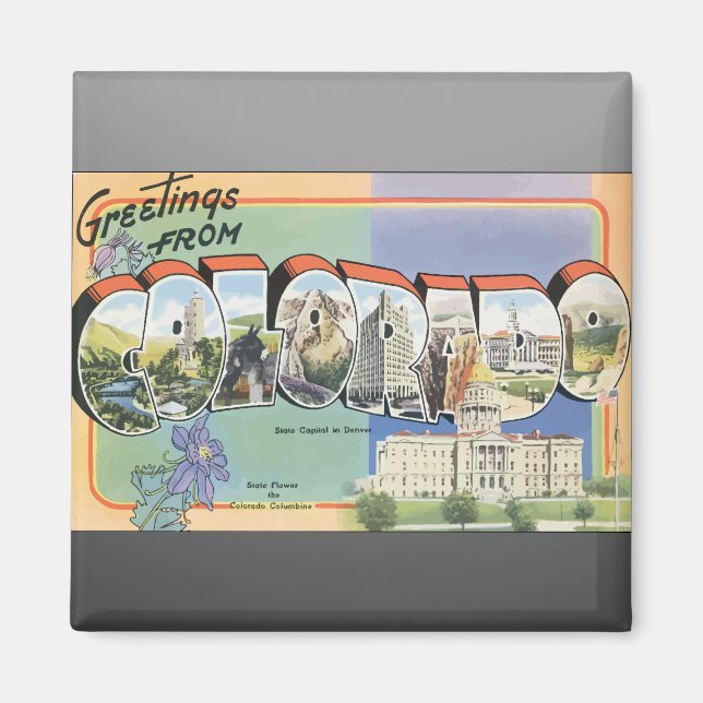 Aimant Salutations Du Colorado, Vintage (Devant)
