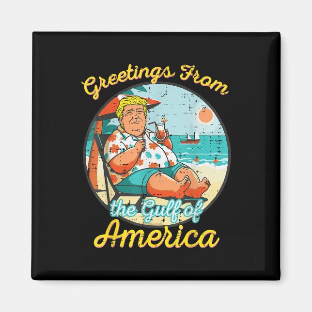 Aimant Salutations Du Golfe D'Usa America Plage Drôle (Devant)