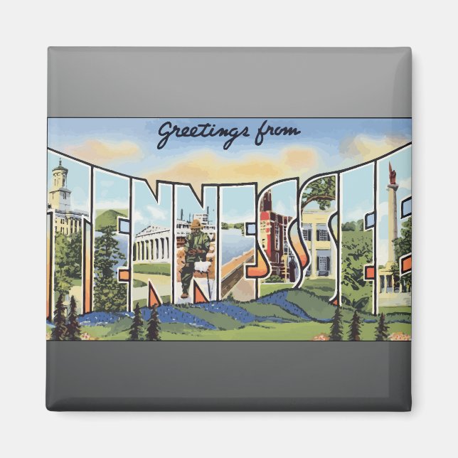 Aimant Salutations Du Tennessee, Vintage (Devant)
