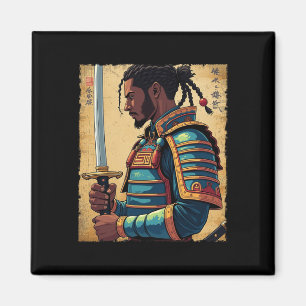 Aimant Samouraï Africain Vintage Afro Américain Bushido G