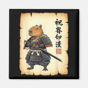 Aimant Samouraï Capybara Art Japonais Graphique Vintage D