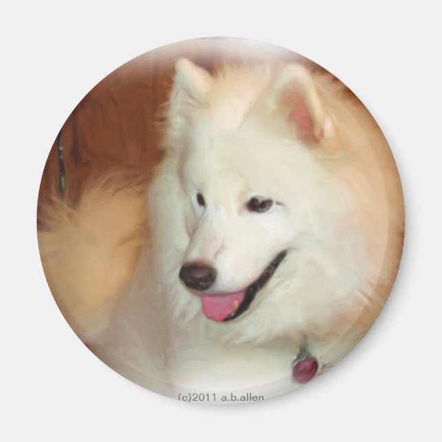 Aimant Samoyed avec l'aimant de peinture à l'huile numéri (Devant)