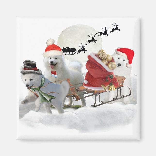 Aimant Samoyed Christmas Magents (Devant)