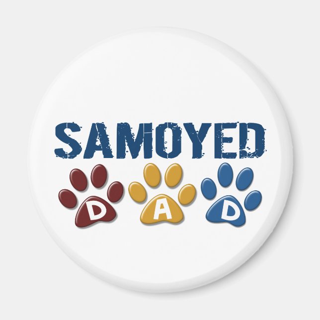Aimant SAMOYED Papa Empreinte de patte 1 (Devant)
