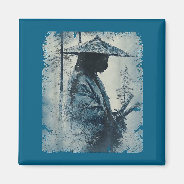 Aimant Samurai Cat Japanese Art Anime Men Women Kids Grap (Devant)