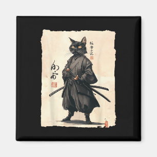 Aimant Samurai Chat Japonais Anime Amoureux des chats Drô
