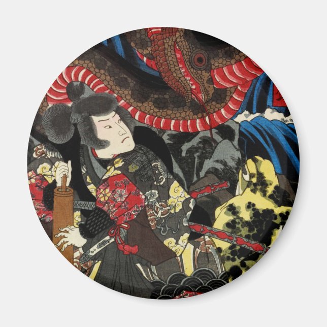 AIMANT SAMURAI COMBATTRE LE GÉANT SNAKE TOAD (Devant)
