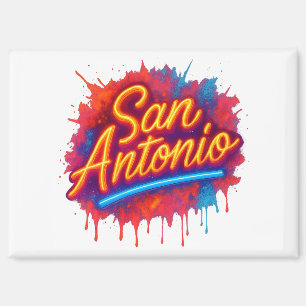 Aimant San Antonio Neon Street Art Splatter Design