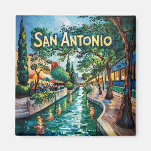 Aimant San Antonio Texas River Walk Van Gogh Ville Vibran