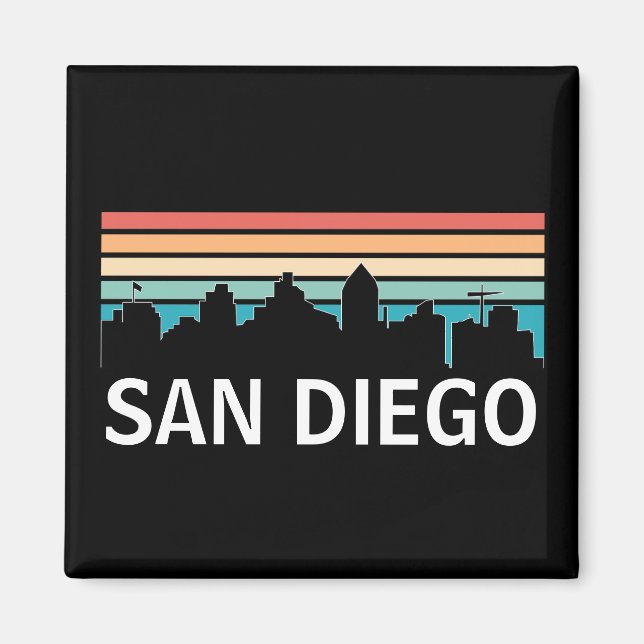 Aimant San Diego California Skyline Vintage voyage (Devant)