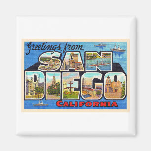 Aimant San Diego California Vintage Grande Lettre Carte p