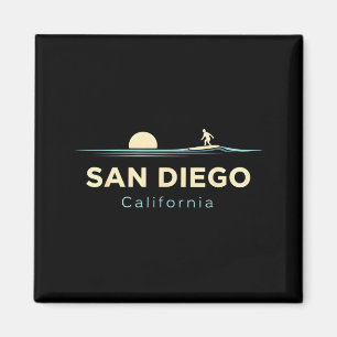 Aimant San Diego Californie Planches de Surf Rétro Surf É